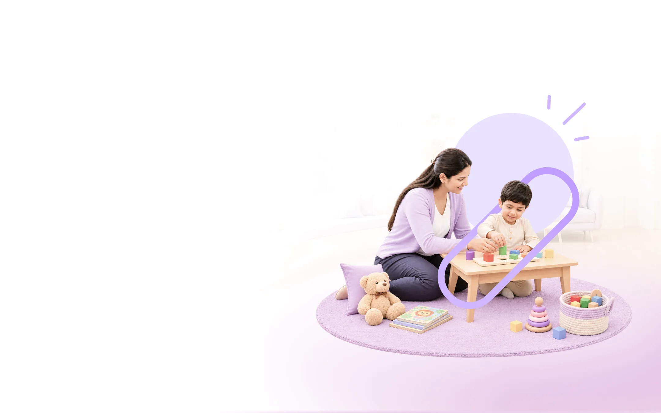 A developmental paediatrician working through play-based assessment with a young child